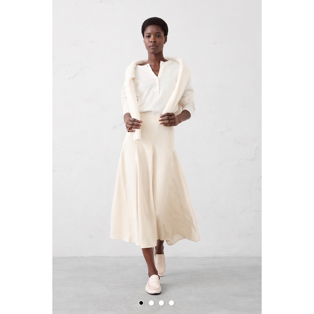 Banana Republic Factory Godet Sheen Midi Skirt Beige Tan Size 6